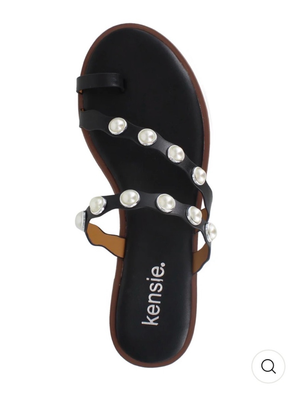Womens Black Toe Strap Asymmetrical Scalloped Padded Maltese Open Toe Slip